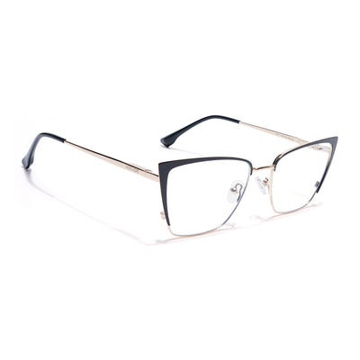 Voyage Golden & Black Cateye Clip-On Eyeglasses for Women (6311FMG8608)