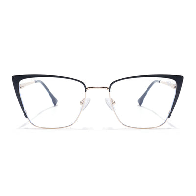 Voyage Golden & Black Cateye Clip-On Eyeglasses for Women (6311FMG8608)