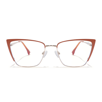 Voyage Golden & Orange Cateye Clip-On Eyeglasses for Women (6311FMG8609)
