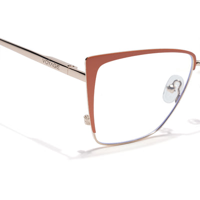 Voyage Golden & Orange Cateye Clip-On Eyeglasses for Women (6311FMG8609)