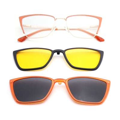 Voyage Golden & Orange Cateye Clip-On Eyeglasses for Women (6311FMG8609)