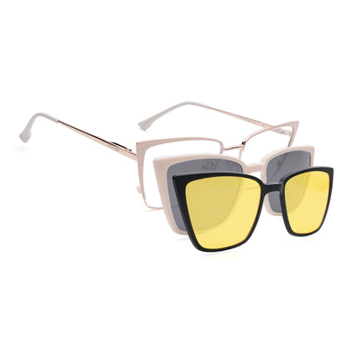 Voyage Golden & Cream Cateye Clip-On Eyeglasses for Women (6311FMG8611)