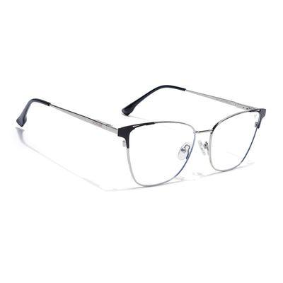 Cleo | Voyage Silver & Black Cateye Clip-On Eyeglasses for Women (6312FMG8574)