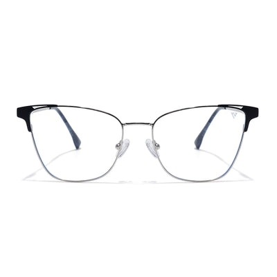 Cleo | Voyage Silver & Black Cateye Clip-On Eyeglasses for Women (6312FMG8574)