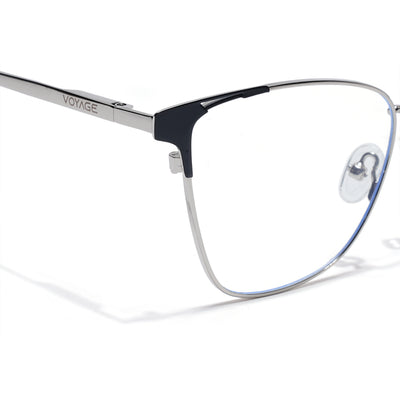 Cleo | Voyage Silver & Black Cateye Clip-On Eyeglasses for Women (6312FMG8574)