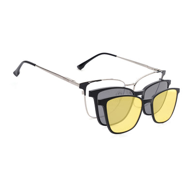 Cleo | Voyage Silver & Black Cateye Clip-On Eyeglasses for Women (6312FMG8574)