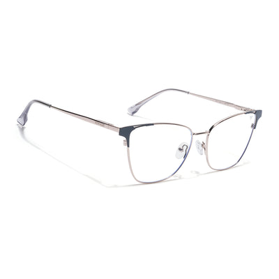 Cleo | Voyage Silver & Grey Cateye Clip-On Eyeglasses for Women (6312FMG8575)