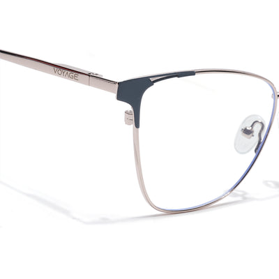 Cleo | Voyage Silver & Grey Cateye Clip-On Eyeglasses for Women (6312FMG8575)