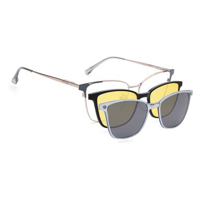 Cleo | Voyage Silver & Grey Cateye Clip-On Eyeglasses for Women (6312FMG8575)
