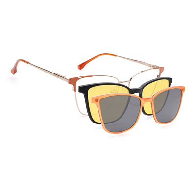 Cleo | Voyage Golden & Orange Cateye Clip-On Eyeglasses for Women (6312FMG8577)