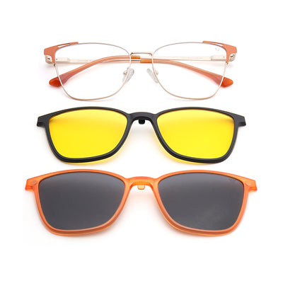 Cleo | Voyage Golden & Orange Cateye Clip-On Eyeglasses for Women (6312FMG8577)