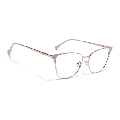 Voyage Golden & Cream Cateye Clip-On Eyeglasses for Women (6312FMG8579)