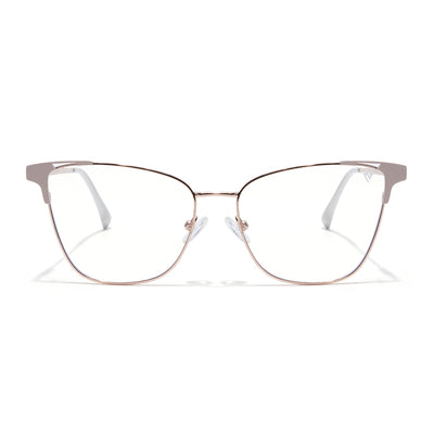Voyage Golden & Cream Cateye Clip-On Eyeglasses for Women (6312FMG8579)