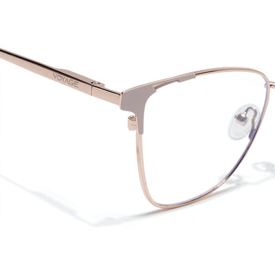 Voyage Golden & Cream Cateye Clip-On Eyeglasses for Women (6312FMG8579)