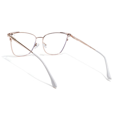 Voyage Golden & Cream Cateye Clip-On Eyeglasses for Women (6312FMG8579)