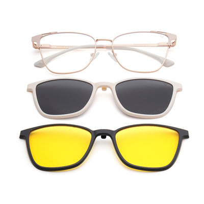 Voyage Golden & Cream Cateye Clip-On Eyeglasses for Women (6312FMG8579)