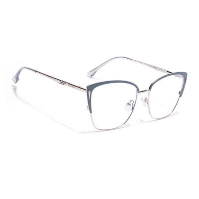 Voyage Silver & Grey Cateye Clip-On Eyeglasses for Women (6316FMG8613)