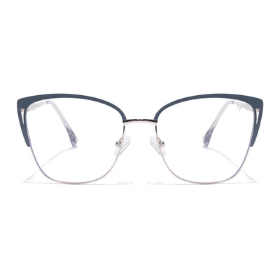 Voyage Silver & Grey Cateye Clip-On Eyeglasses for Women (6316FMG8613)