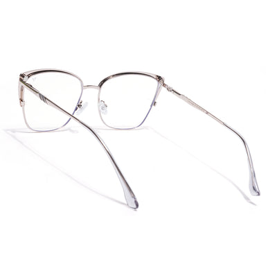 Voyage Silver & Grey Cateye Clip-On Eyeglasses for Women (6316FMG8613)