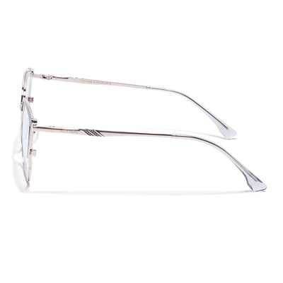 Voyage Silver & Grey Cateye Clip-On Eyeglasses for Women (6316FMG8613)