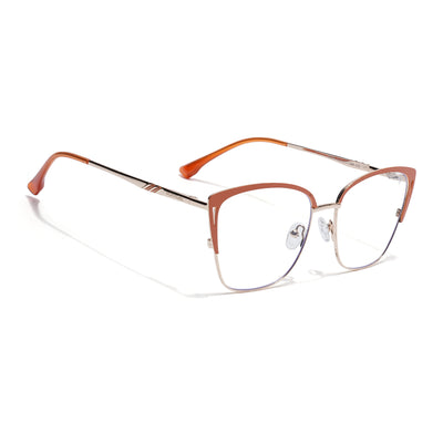 Voyage Golden & Orange Cateye Clip-On Eyeglasses for Women (6316FMG8615)