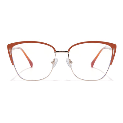Voyage Golden & Orange Cateye Clip-On Eyeglasses for Women (6316FMG8615)