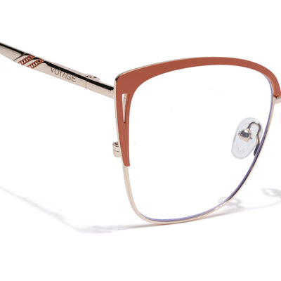 Voyage Golden & Orange Cateye Clip-On Eyeglasses for Women (6316FMG8615)