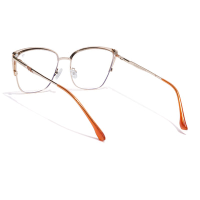 Voyage Golden & Orange Cateye Clip-On Eyeglasses for Women (6316FMG8615)