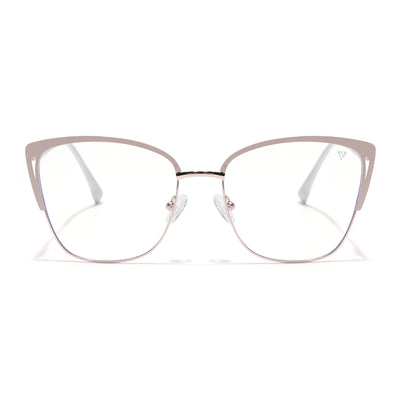 Voyage Golden & Cream Cateye Clip-On Eyeglasses for Women (6316FMG8617)