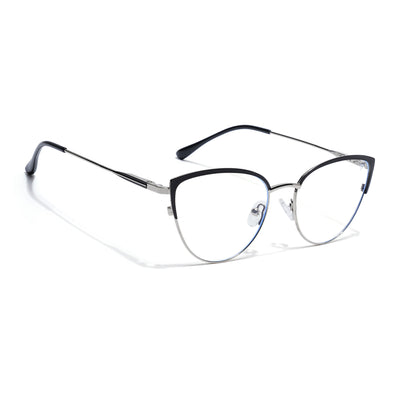 Voyage Silver & Black Cateye Clip-On Eyeglasses for Women (6317FMG8568)