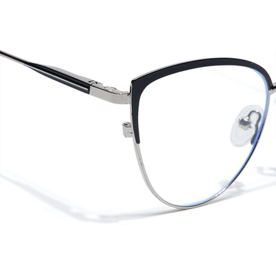Voyage Silver & Black Cateye Clip-On Eyeglasses for Women (6317FMG8568)