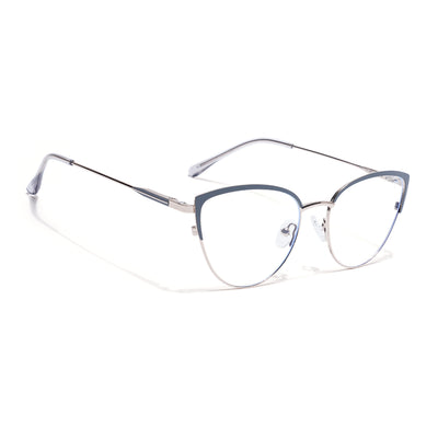 Voyage Silver & Grey Cateye Clip-On Eyeglasses for Women (6317FMG8569)