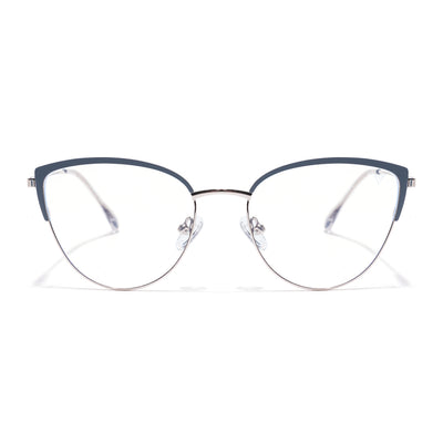 Voyage Silver & Grey Cateye Clip-On Eyeglasses for Women (6317FMG8569)