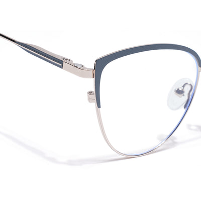 Voyage Silver & Grey Cateye Clip-On Eyeglasses for Women (6317FMG8569)