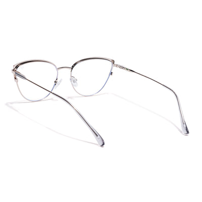 Voyage Silver & Grey Cateye Clip-On Eyeglasses for Women (6317FMG8569)