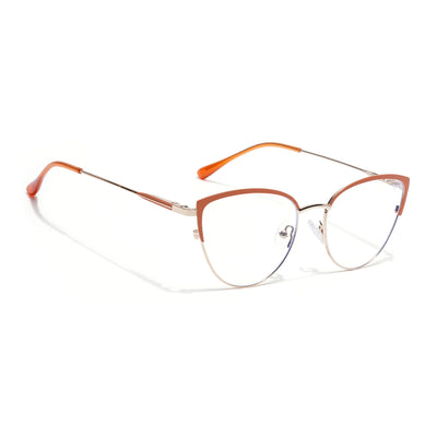 Voyage Golden & Orange Cateye Clip-On Eyeglasses for Women (6317FMG8571)