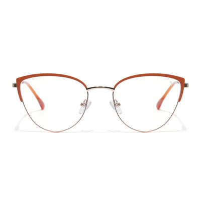 Voyage Golden & Orange Cateye Clip-On Eyeglasses for Women (6317FMG8571)