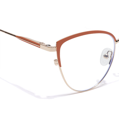 Voyage Golden & Orange Cateye Clip-On Eyeglasses for Women (6317FMG8571)