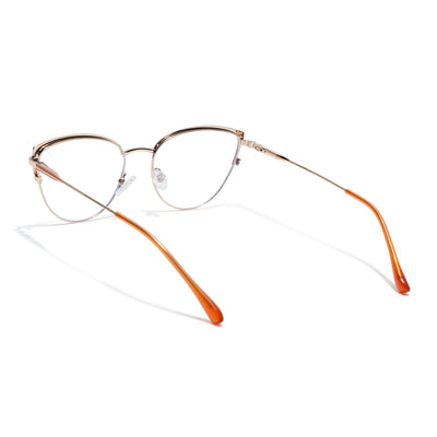 Voyage Golden & Orange Cateye Clip-On Eyeglasses for Women (6317FMG8571)