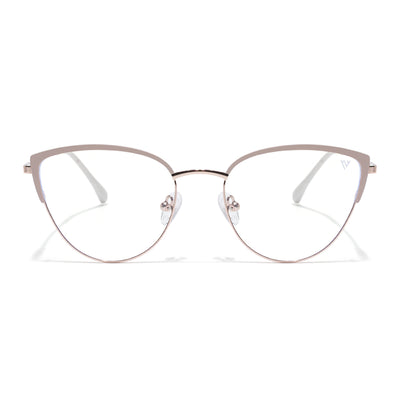 Voyage Golden & Cream Cateye Clip-On Eyeglasses for Women (6317FMG8573)