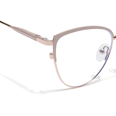 Voyage Golden & Cream Cateye Clip-On Eyeglasses for Women (6317FMG8573)