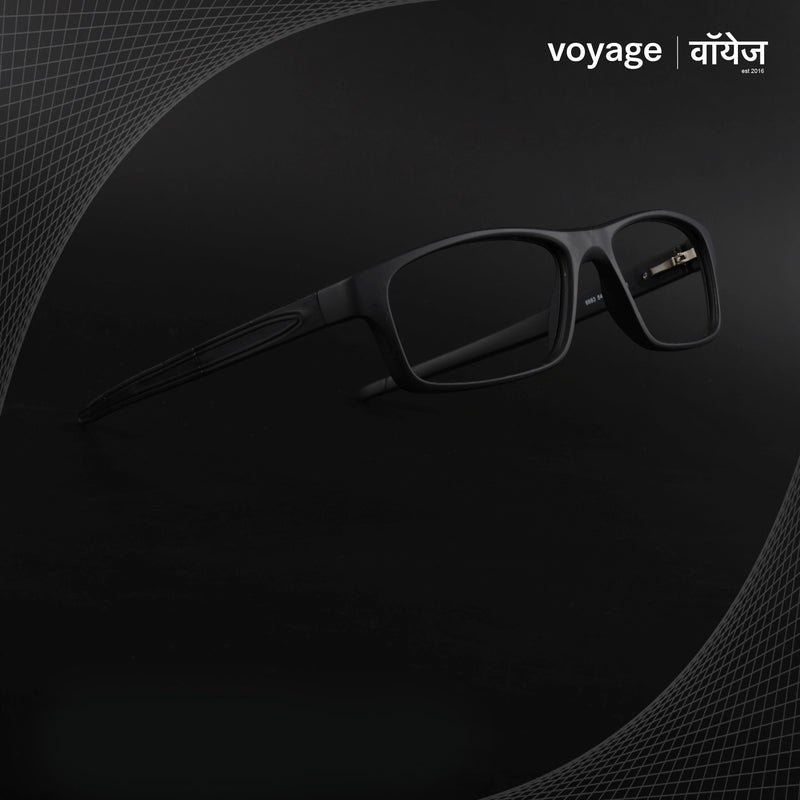 Voyage Active Black Rectangle Eyeglasses for Men & Women (6683MG5635-C1)