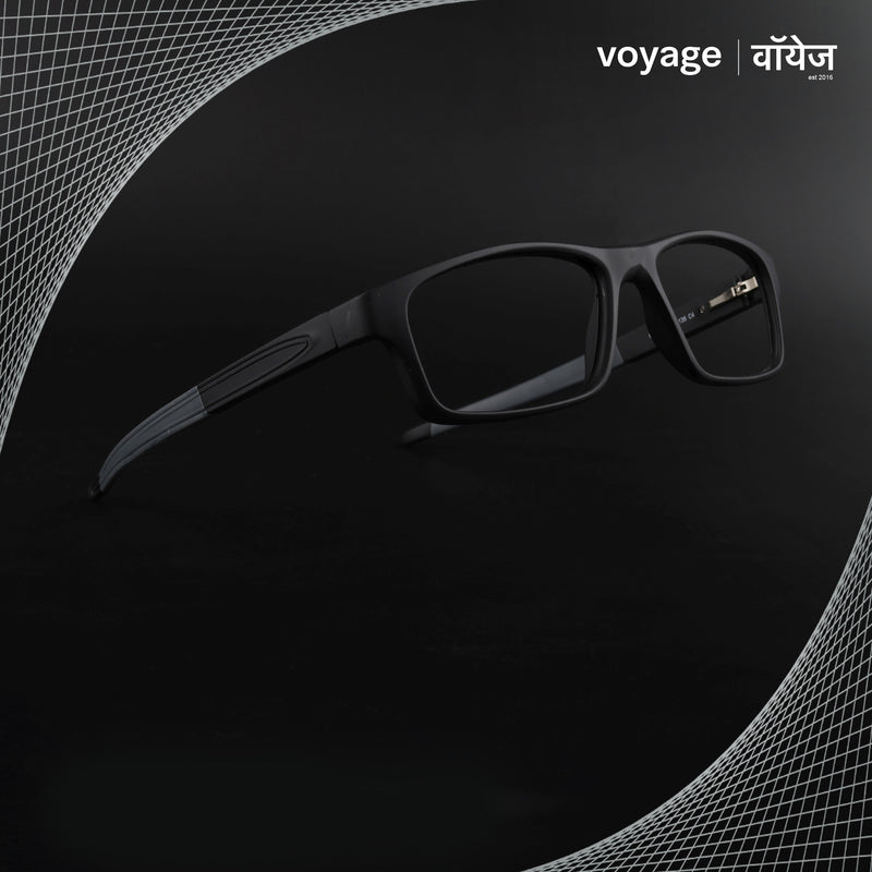 Voyage Active Black Rectangle Eyeglasses for Men & Women (6683MG5636-C2)