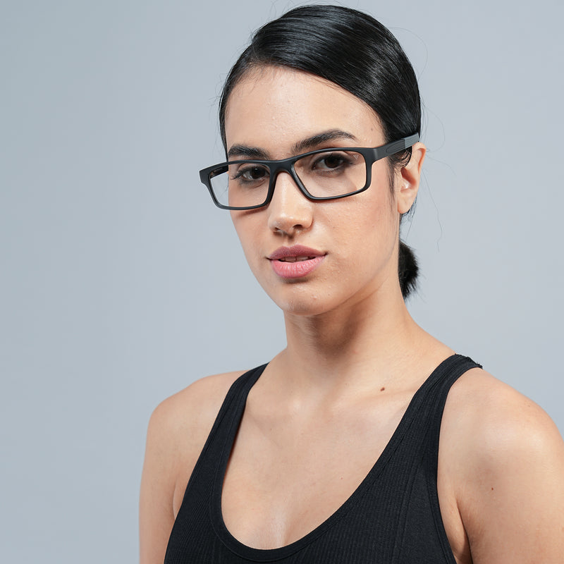Voyage Active Black Rectangle Eyeglasses for Men & Women (6683MG5636-C2)