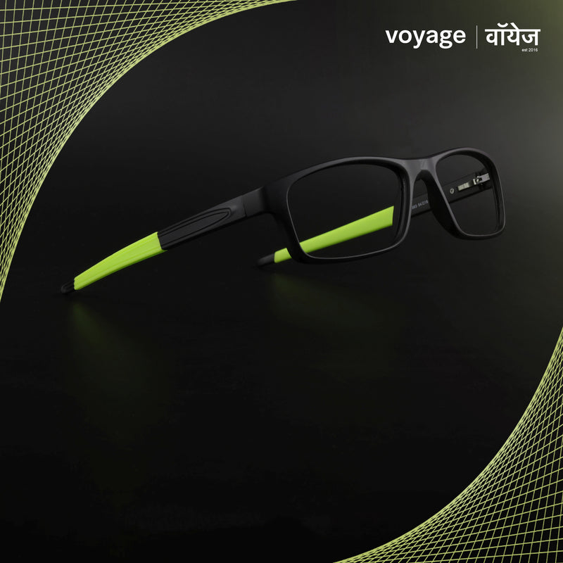 Voyage Active Black Rectangle Eyeglasses for Men & Women (6683MG5638-C4)