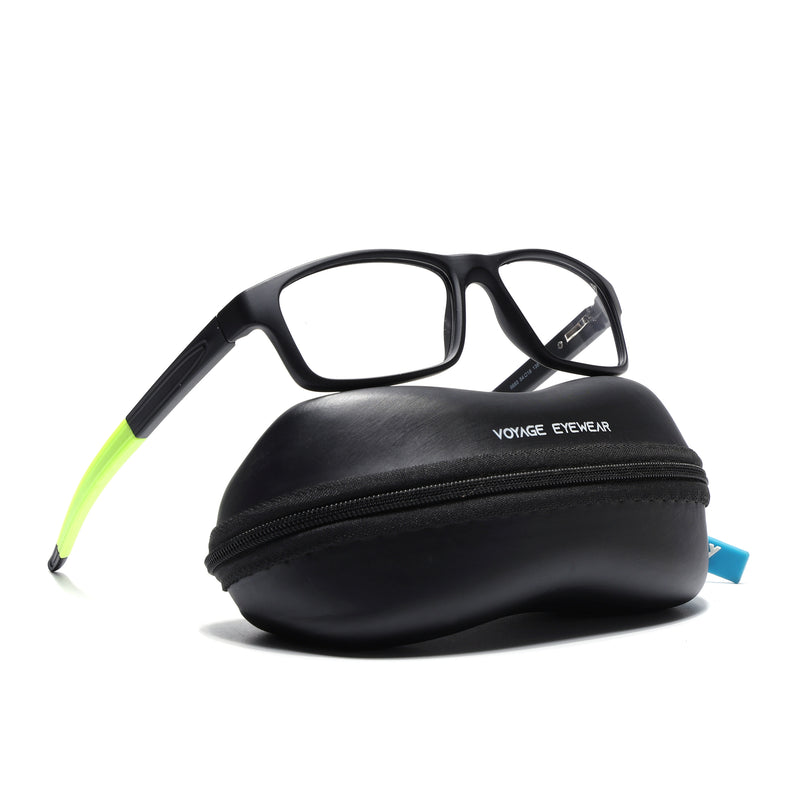 Voyage Active Black Rectangle Eyeglasses for Men & Women (6683MG5638-C4)