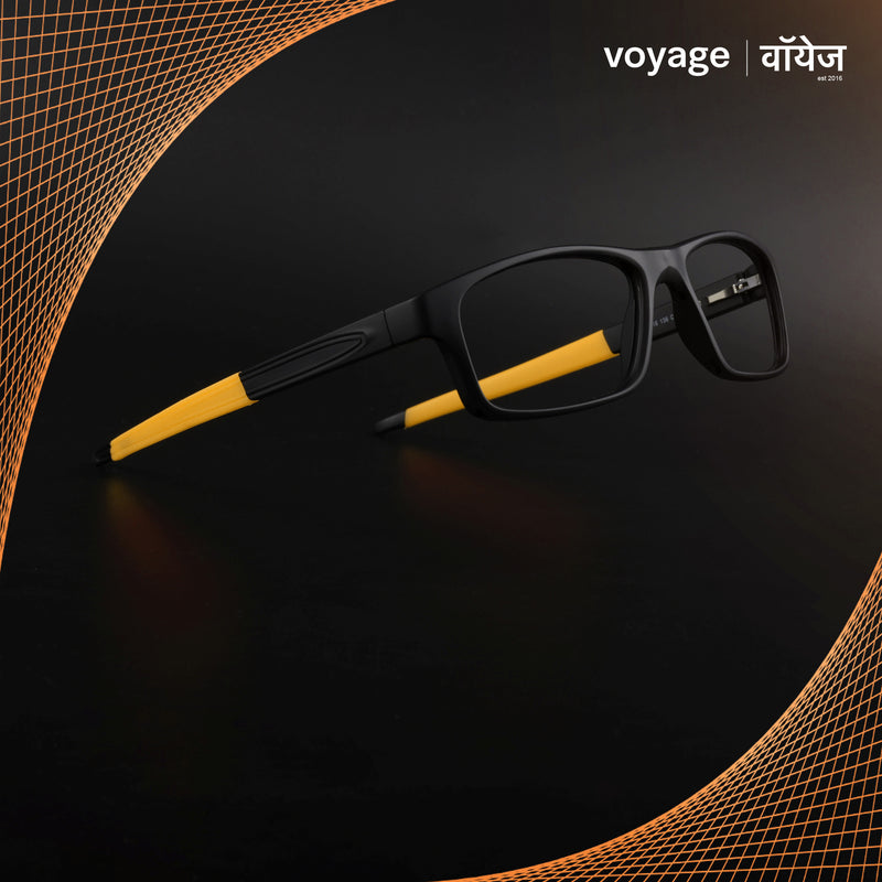 Voyage Active Black Rectangle Eyeglasses for Men & Women (6683MG5640-C6)