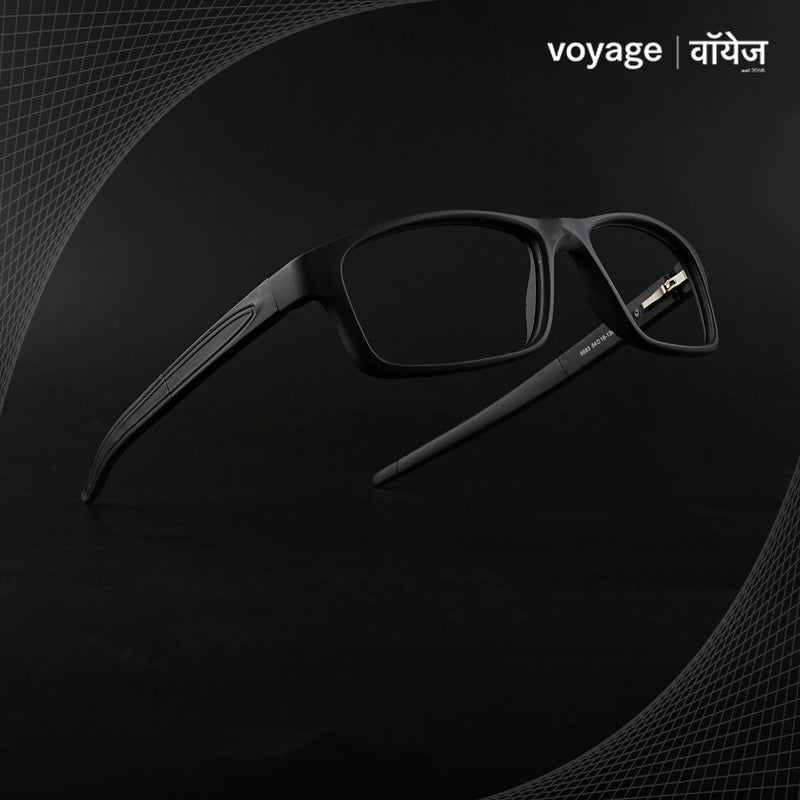 Voyage Active Black Rectangle Eyeglasses for Men & Women (6683MG5635-C1)