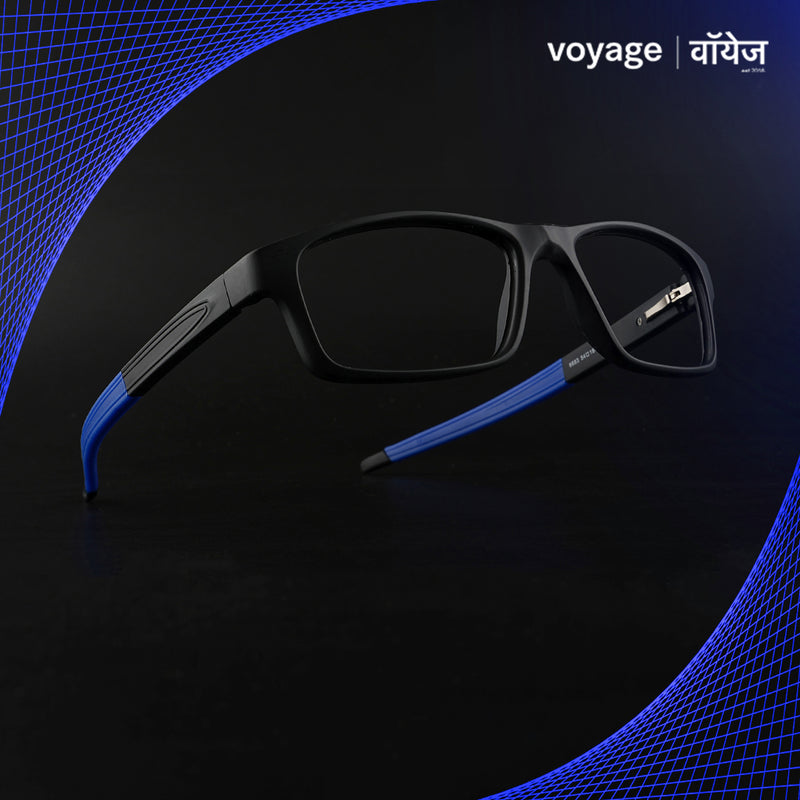 Voyage Active Black Rectangle Eyeglasses for Men & Women (6683MG5637-C3)