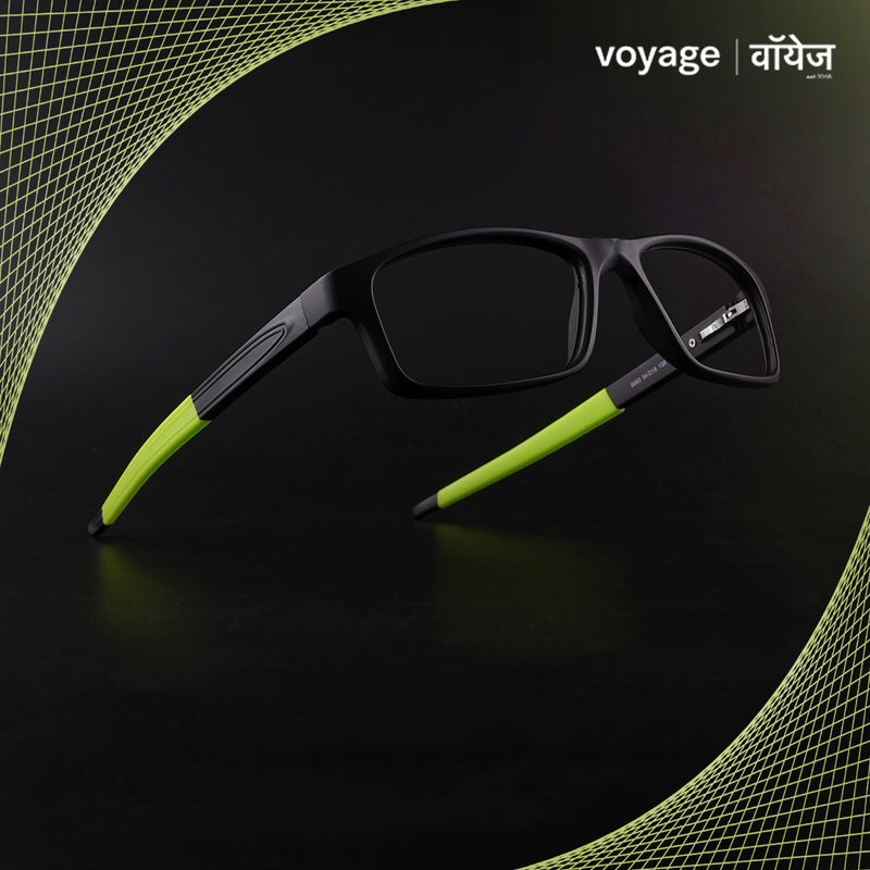 Voyage Active Black Rectangle Eyeglasses for Men & Women (6683MG5638-C4)